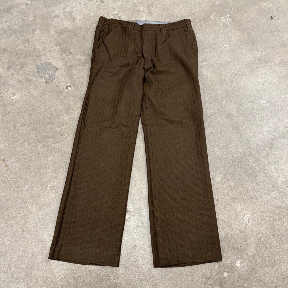 Vintage 50s Hon Kee Co Hong Kong Wool Straight Leg Brown Pants 33x30 Slacks